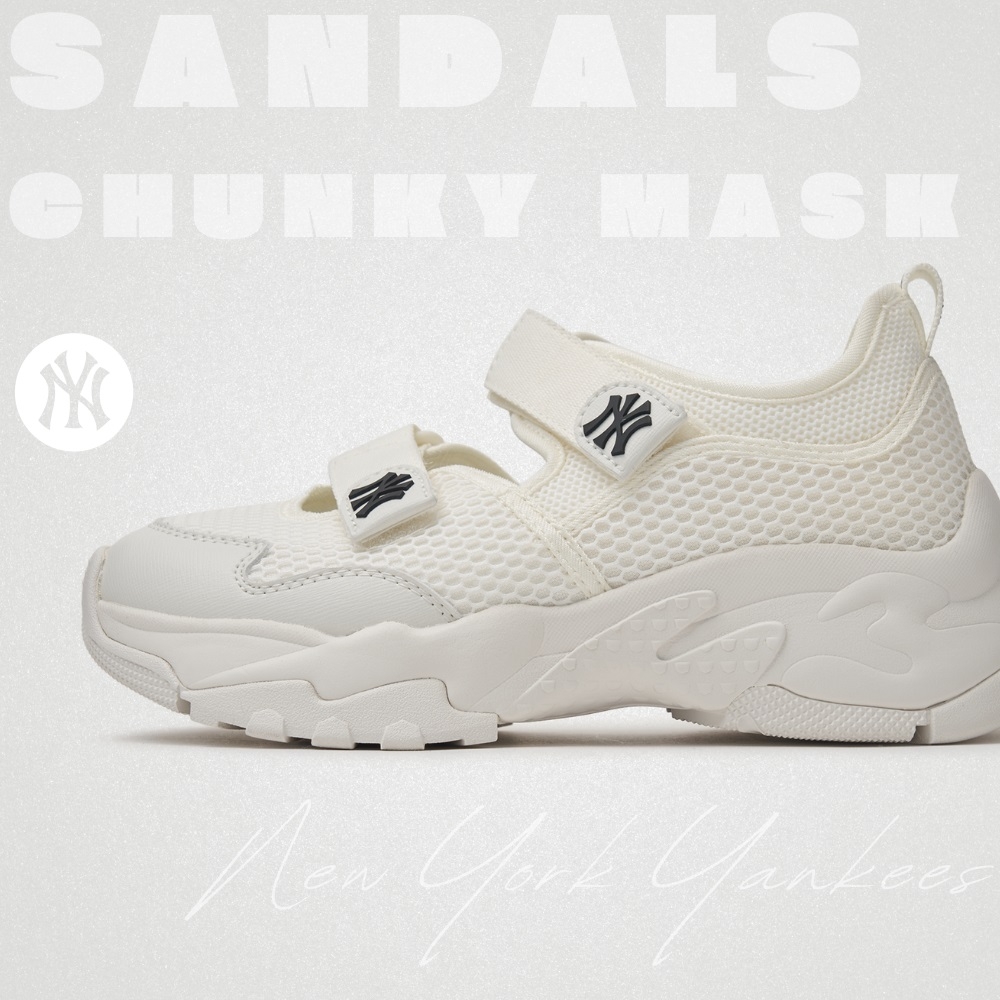 Sandals MLB Korea BigBall Chunky Mask Mary Jane New York Yankees Ivory