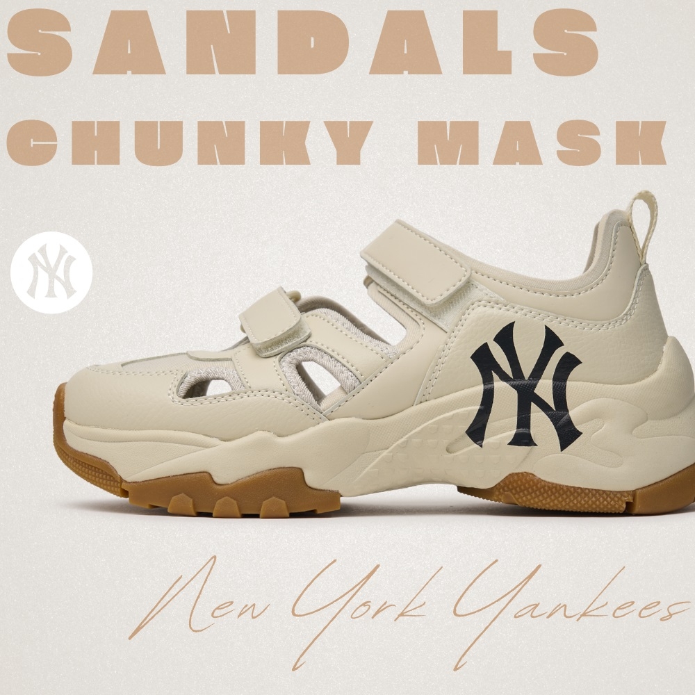 Sandals MLB Korea [Women's Size] BigBall Chunky Mask New York Yankees Cream