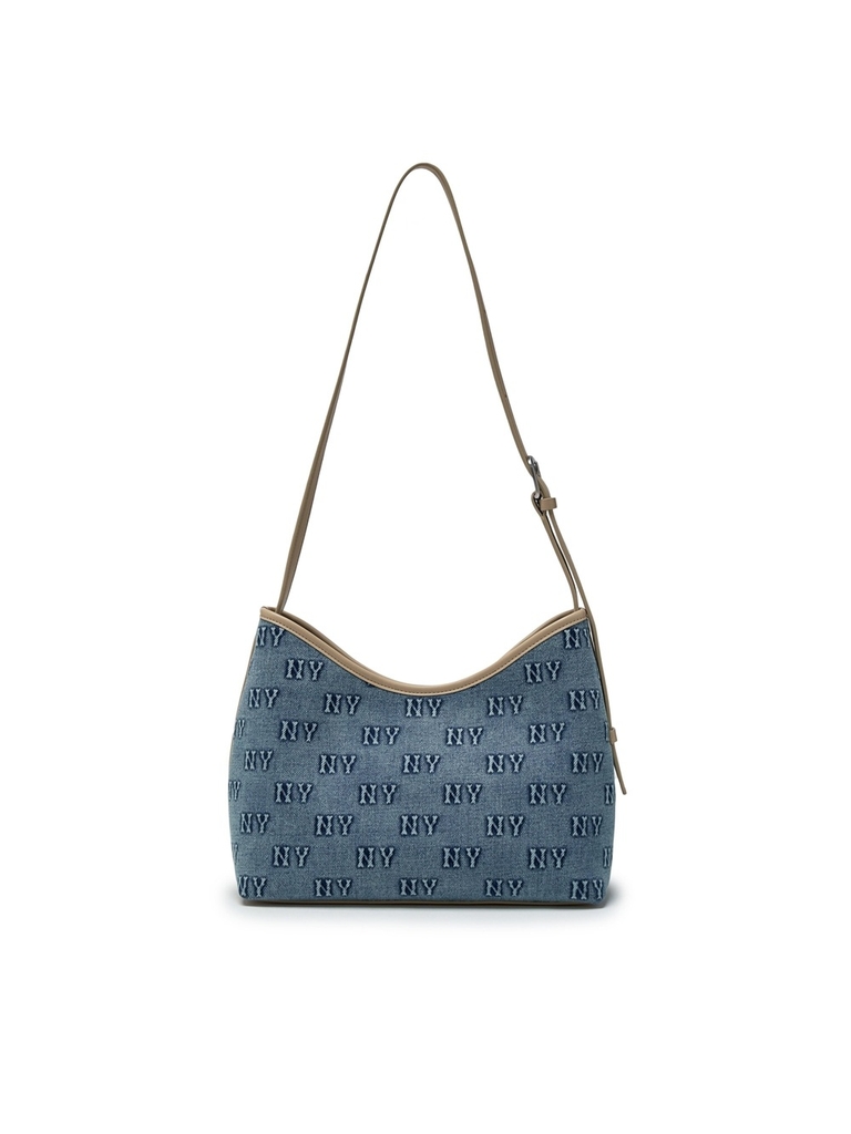 Túi MLB Classic Mono Denim Embossed Bucket Bag New York Yankees Blue