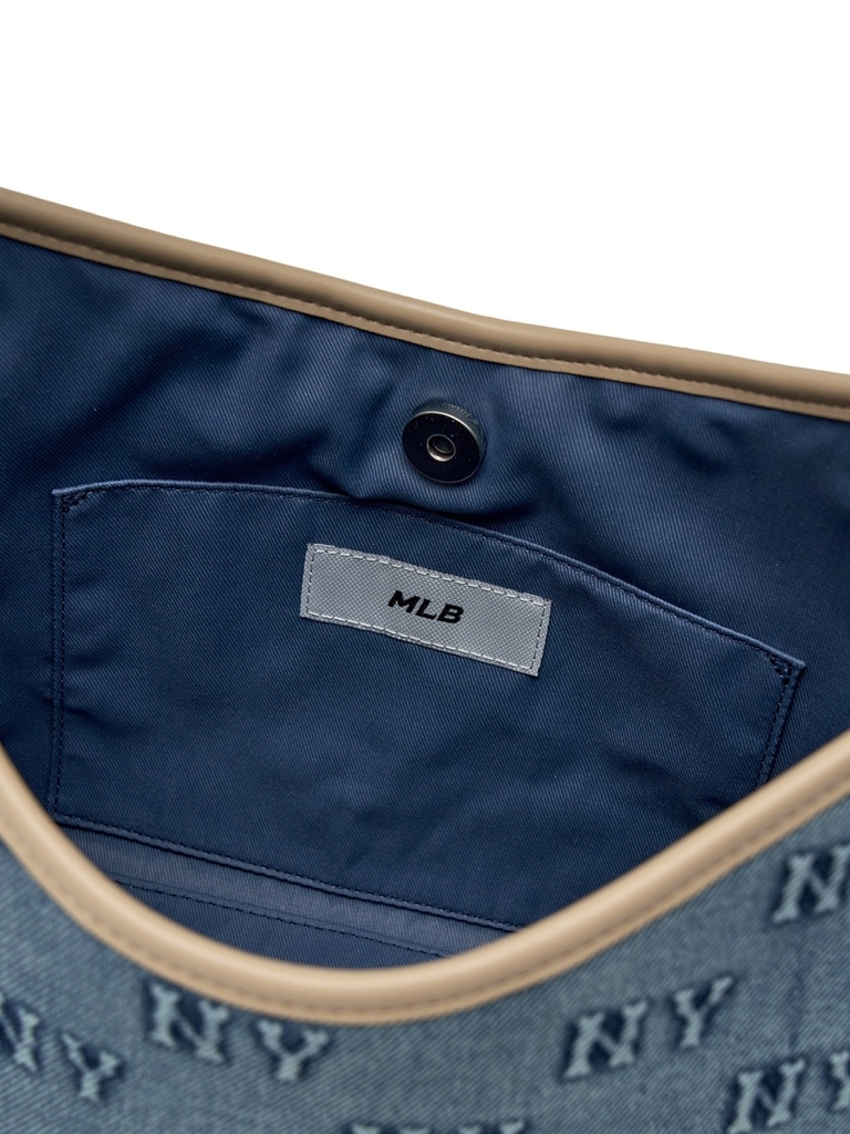 Túi MLB Classic Mono Denim Embossed Bucket Bag New York Yankees Blue