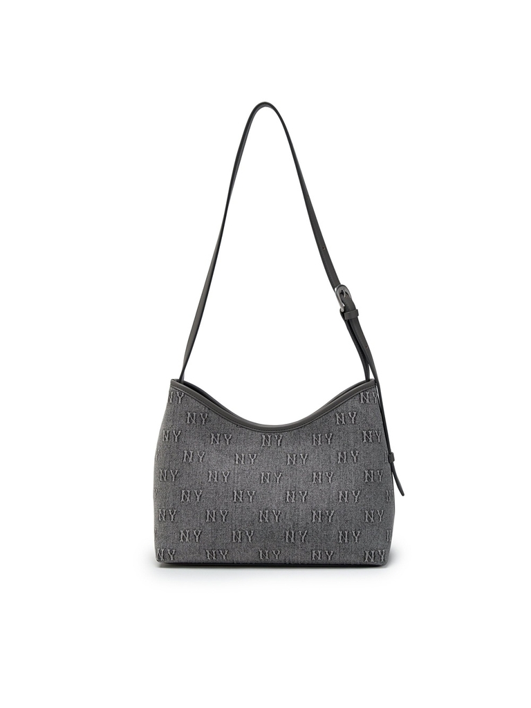 Túi MLB Classic Mono Denim Embossed Bucket Bag New York Yankees Grey