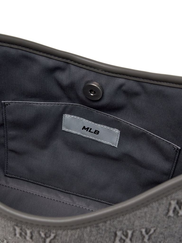 Túi MLB Classic Mono Denim Embossed Bucket Bag New York Yankees Grey