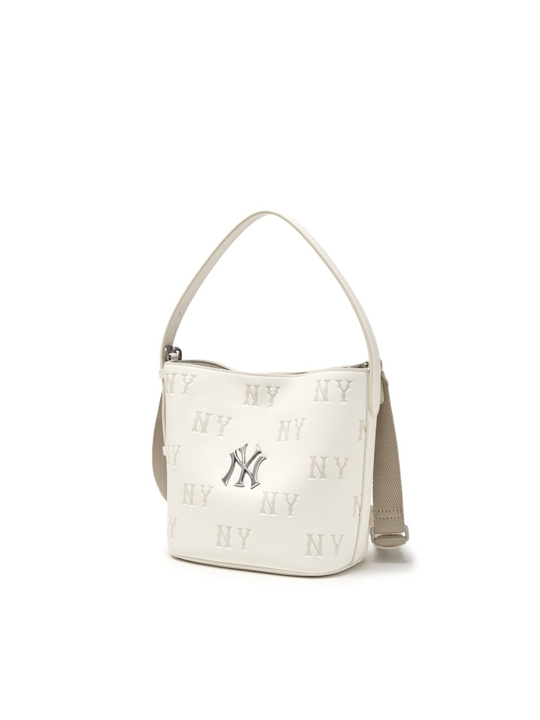 Túi MLB Classic Mono Embossed Bucket Bag New York Yankees Cream