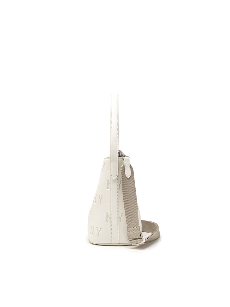 Túi MLB Classic Mono Embossed Bucket Bag New York Yankees Cream