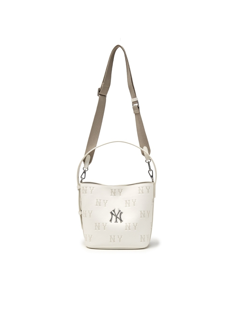 Túi MLB Classic Mono Embossed Bucket Bag New York Yankees Cream