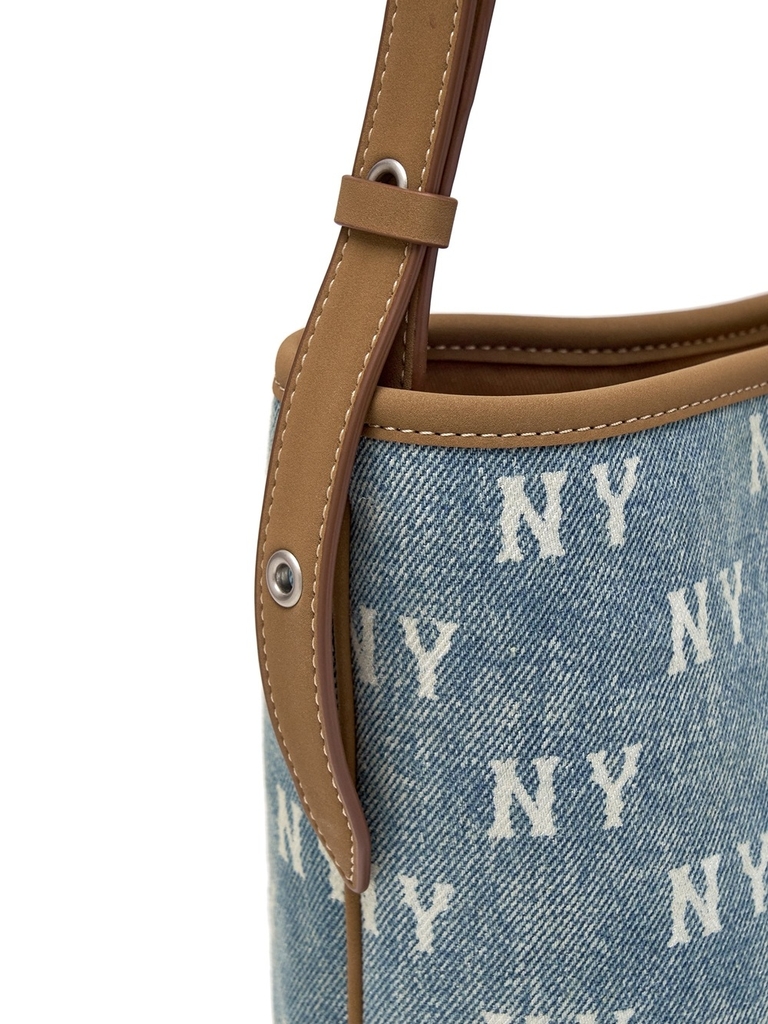 Túi MLB Classic Mono Vintage Denim Bucket Bag New York Yankees Blue