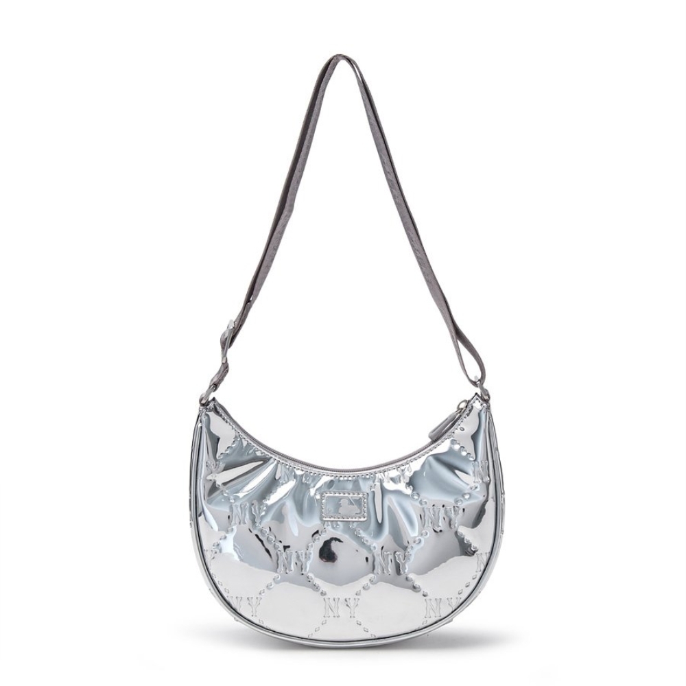 Túi MLB Diamond Embo Hobo Bag New York Yankees Silver
