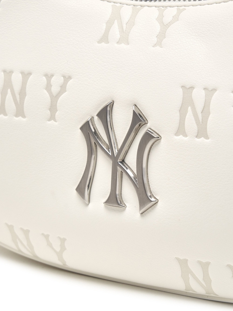 Túi MLB Classic Mono Embossed Hobo Bag New York Yankees Cream