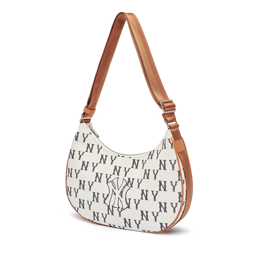 Túi MLB Classic Monogram Jacquard Large Hobo Bag New York Yankees Cream