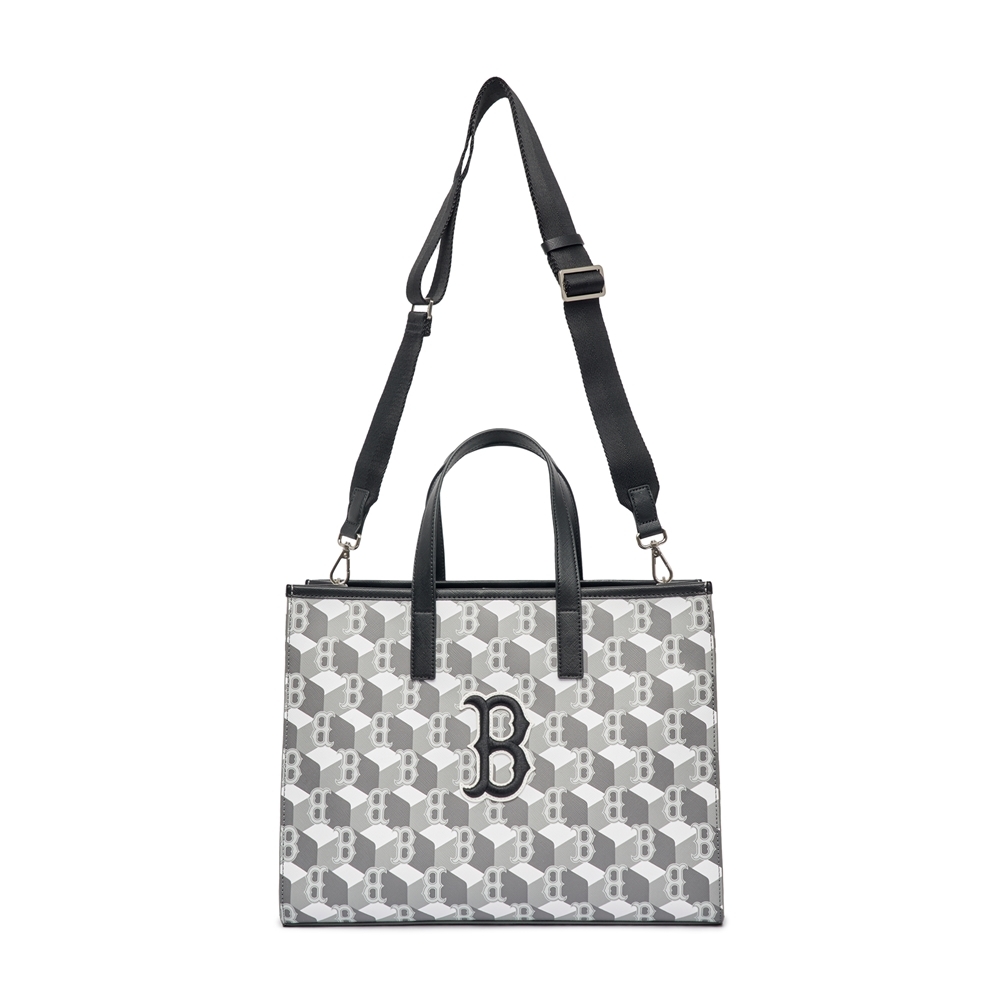 Túi MLB Cube Monogram Medium Tote Bag Boston Red Sox Grey