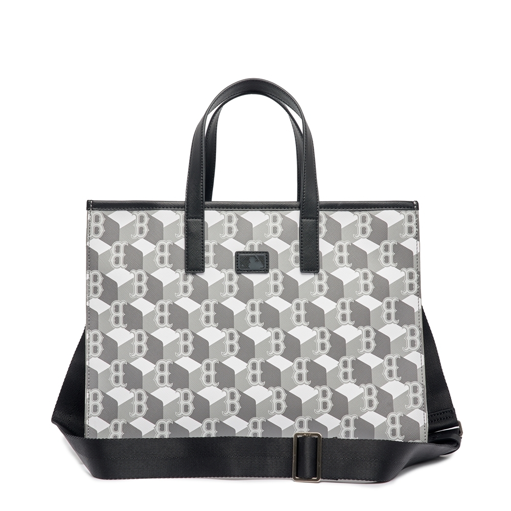 Túi MLB Cube Monogram Medium Tote Bag Boston Red Sox Grey