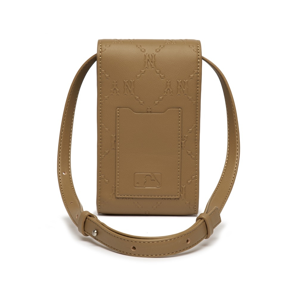 Túi MLB Dia Monogram Embo Phone Pouch New York Yankees Beige