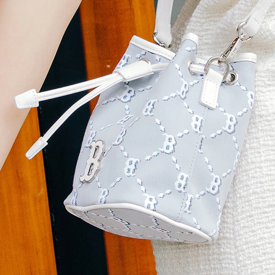 Túi MLB Dia Monogram Jacquard Mini Bucket Bag Boston Red Sox Grey
