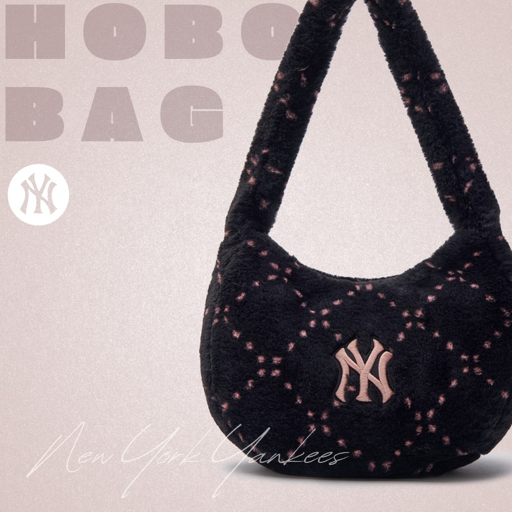 Túi MLB Korea Dia Monogram Fur Hobo Bag New York Yankees Black
