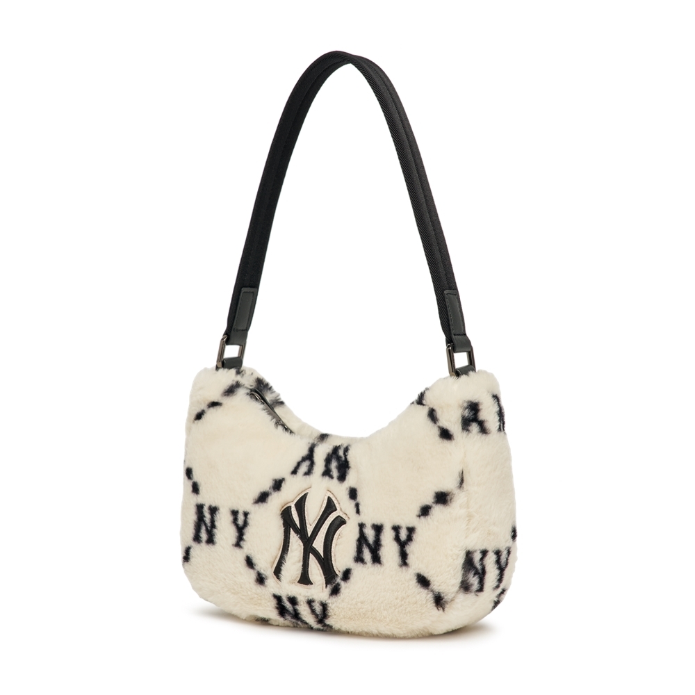 Túi MLB Diamond Monogram Fur Hobo Bag New York Yankees Cream