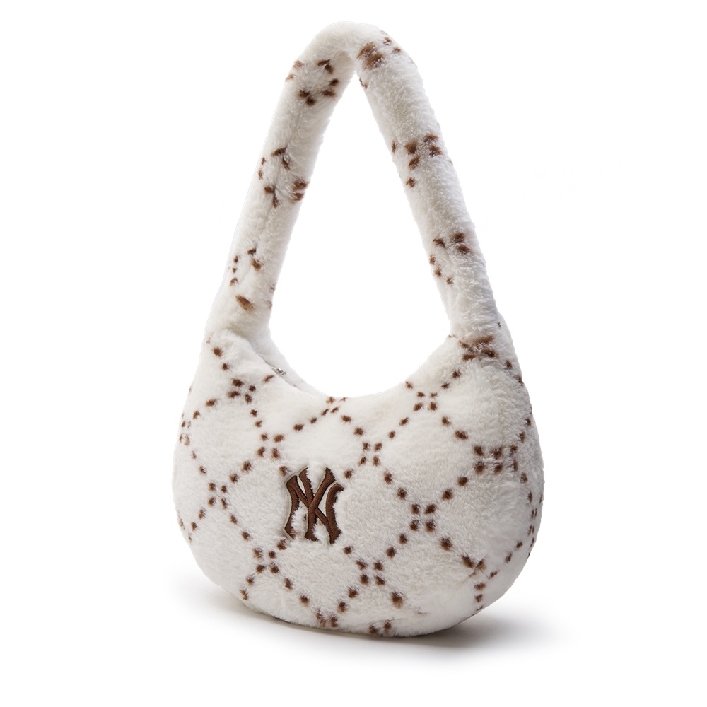 Túi MLB Korea Dia Monogram Fur Hobo Bag New York Yankees D.Cream