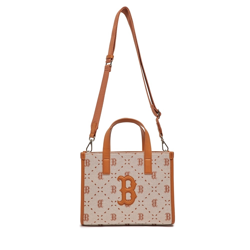 Túi MLB Diamond Monogram Jacquard Small Tote Bag Boston Red Sox Brown