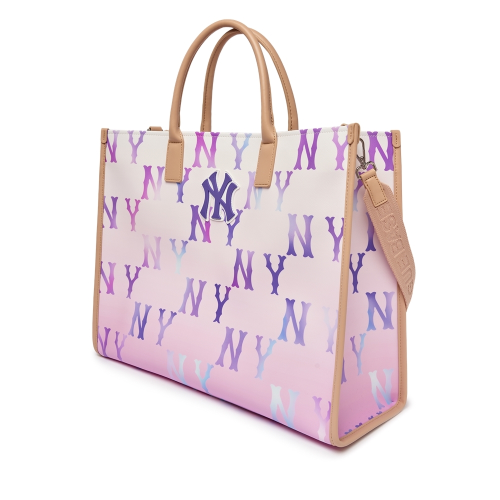 Túi MLB Gardient Monogram Coated Canvas Large Tote New York Yankees Violet