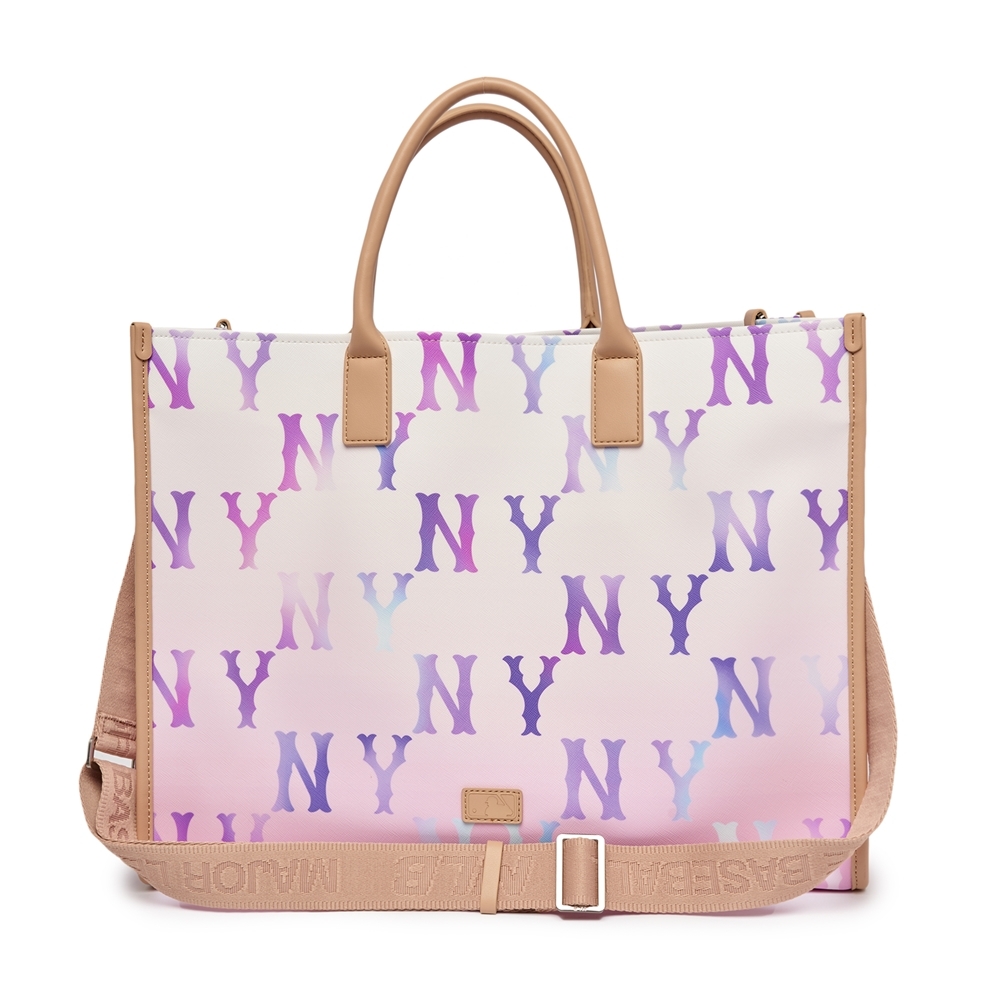 Túi MLB Gardient Monogram Coated Canvas Large Tote New York Yankees Violet