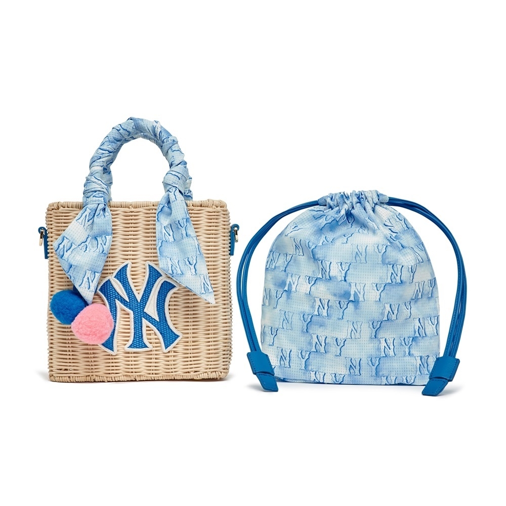 Túi MLB [KIDS] Water Monogram Raffia Crossbody New York Yankees D.Turquoise