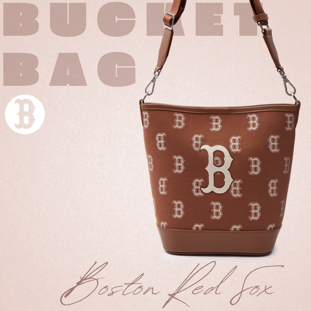 Túi MLB Korea Big Classic Monogram Jacquard Bucket Bag Boston Red Sox Brown
