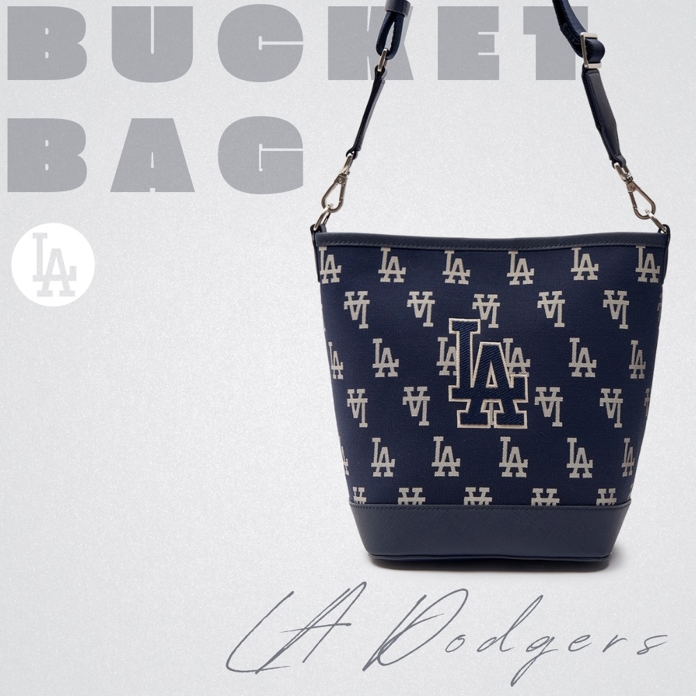 Túi MLB Korea Big Classic Monogram Jacquard Bucket Bag LA Dodgers D.Navy