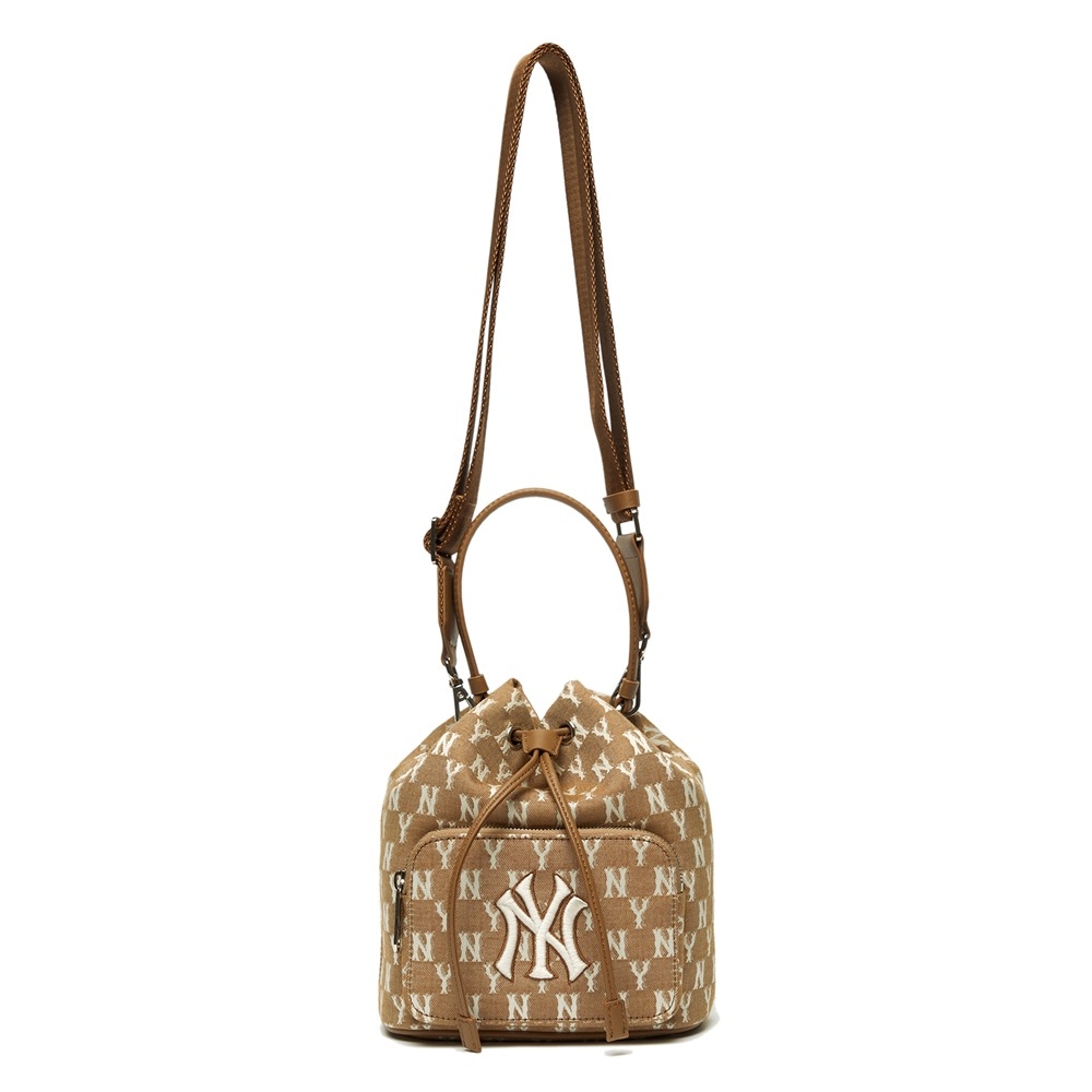 Túi MLB Monogram Jacquard Bucket Bag New York Yankees Beige