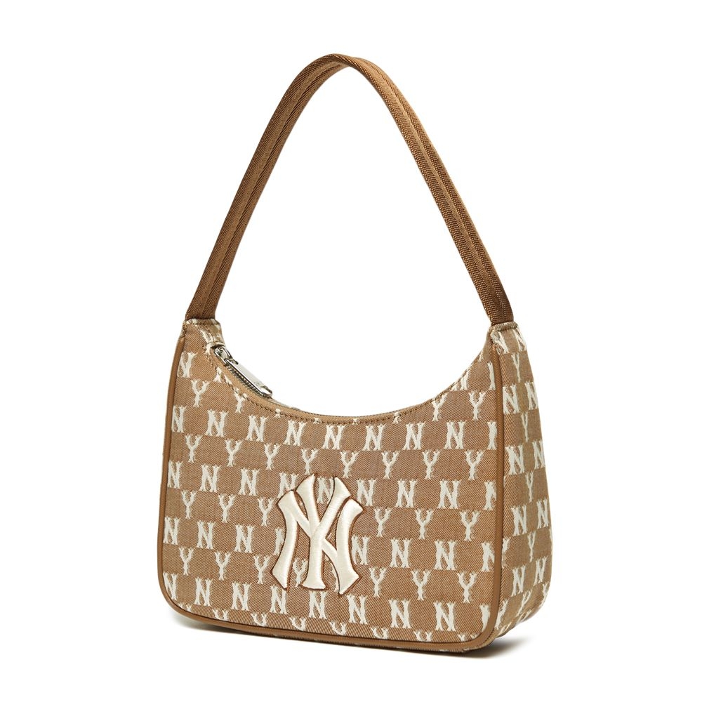Túi MLB Monogram Jacquard Hobo Bag New York Yankees Beige 2021