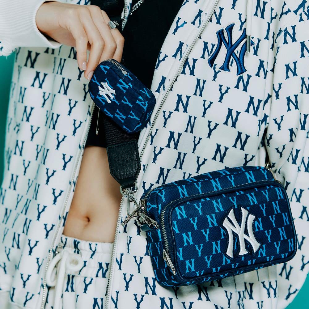 Túi MLB Korea Monogram Mini Crossbody New York Yankees L.Navy