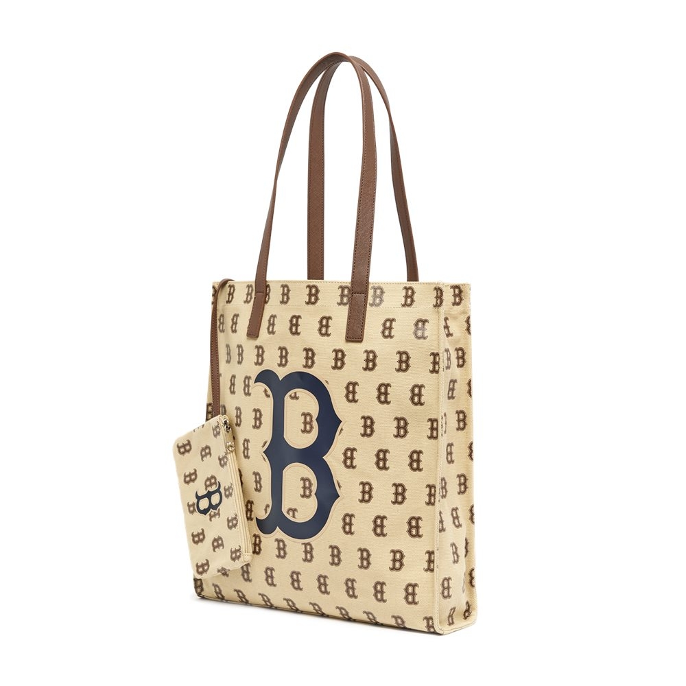 Túi MLB Monogram Tote Bag Boston Red Sox Beige