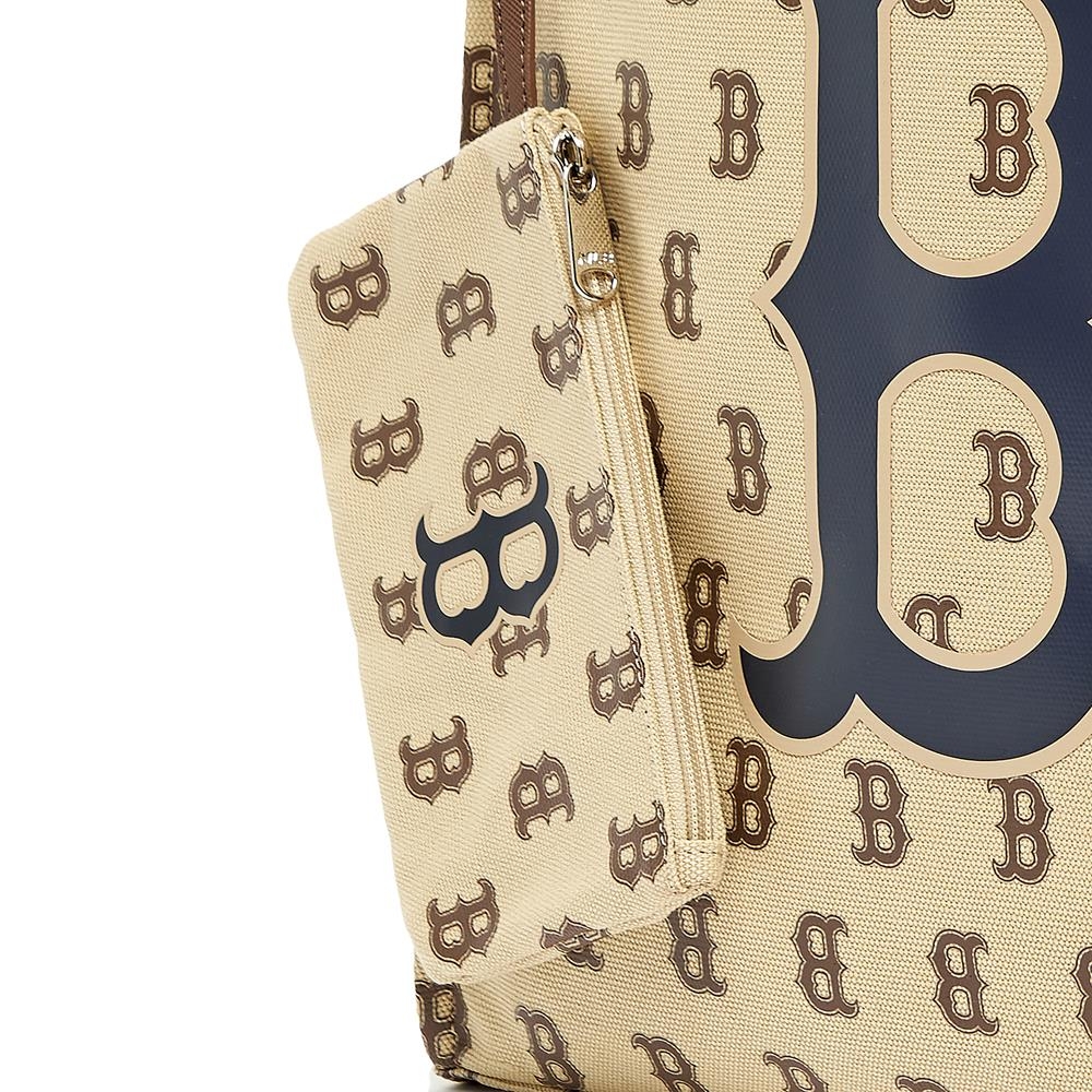 Túi MLB Monogram Tote Bag Boston Red Sox Beige