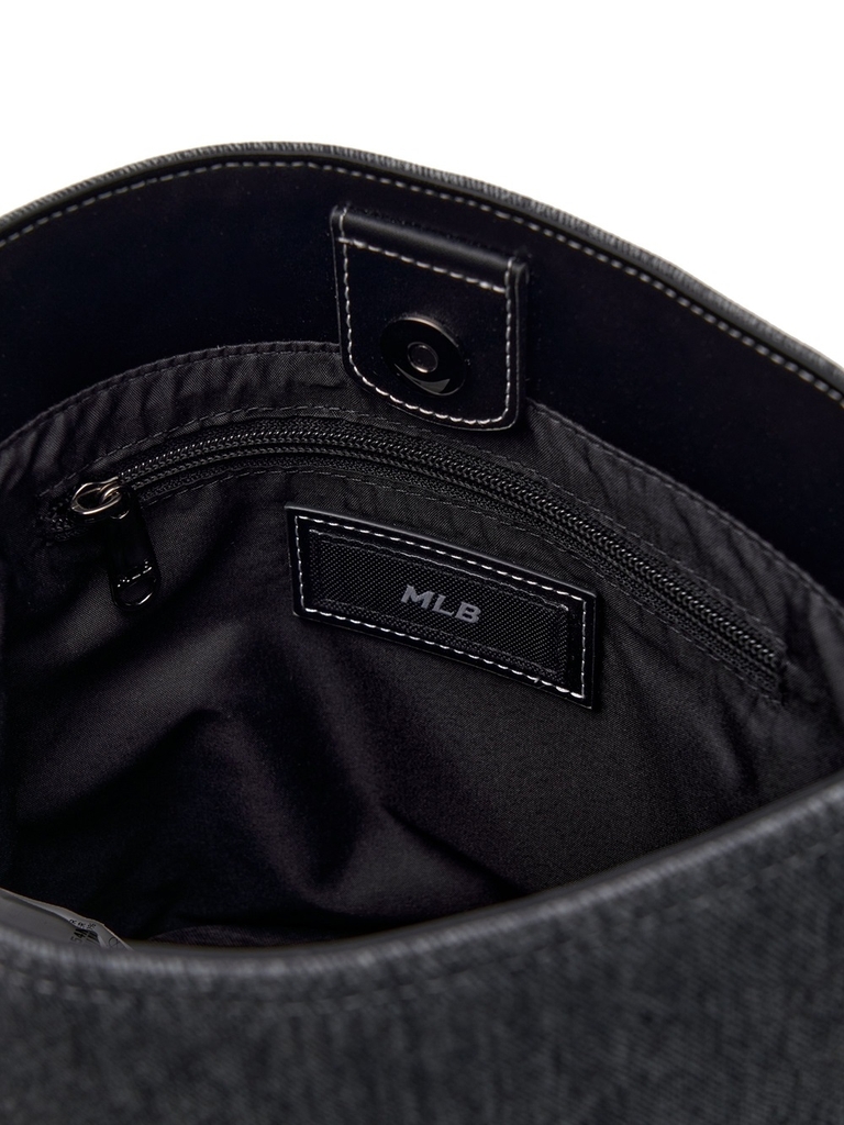 Túi MLB Korea Basic Mega Logo Denim Bucket Bag New York Yankees Black