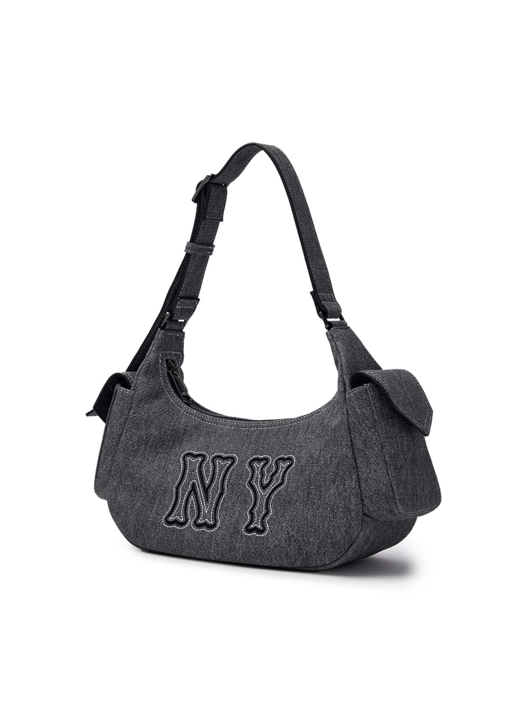 Túi MLB Korea Basic Mega Logo Denim Cargo Bag New York Yankees Black