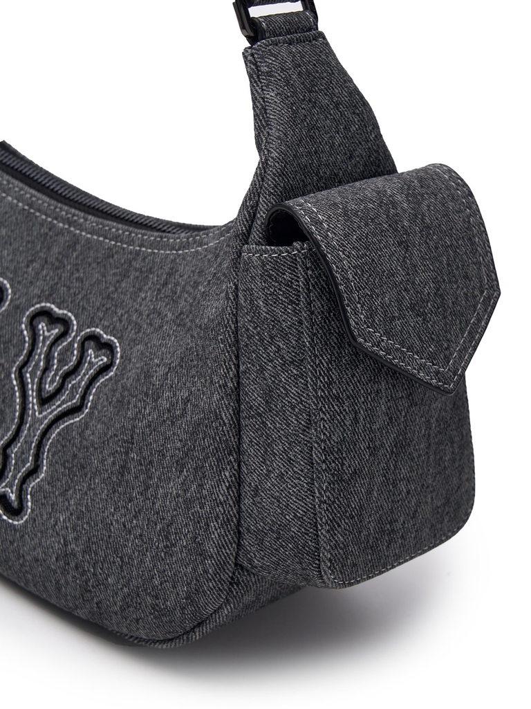 Túi MLB Korea Basic Mega Logo Denim Cargo Bag New York Yankees Black