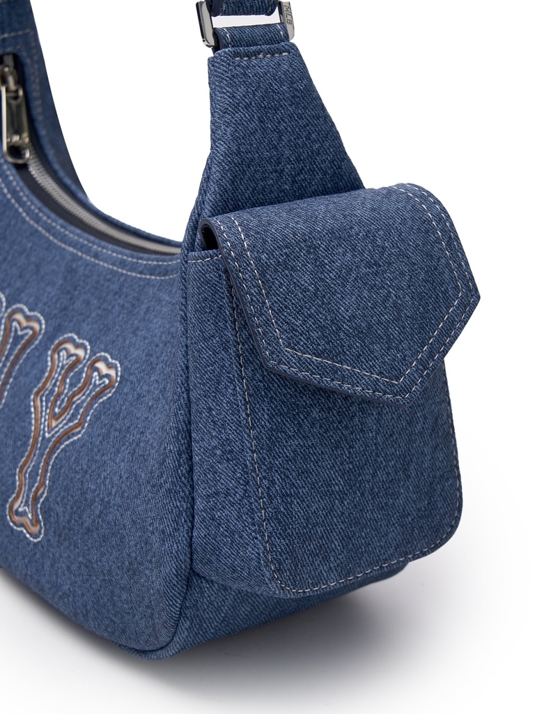 Túi MLB Korea Basic Mega Logo Denim Cargo Bag New York Yankees Indigo