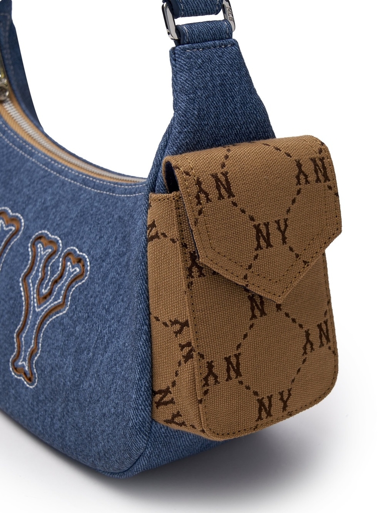 Túi MLB Korea Dia Mono Megalogo Denim Cargo Bag New York Yankees Indigo