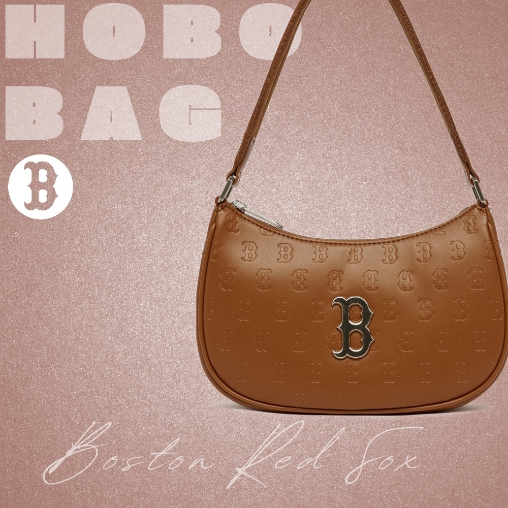 Túi MLB Korea Monogram Embo Hobo Bag Boston Red Sox Brown
