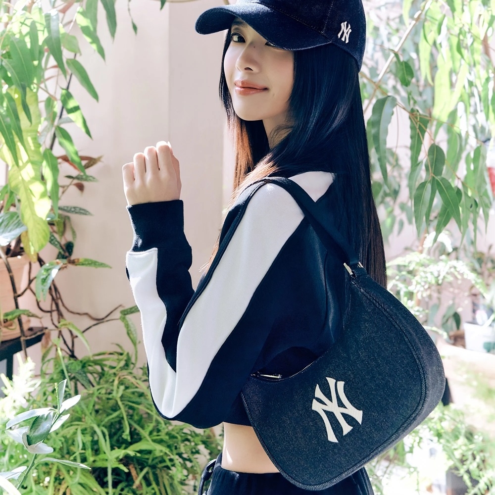 Túi MLB Korea Basic Denim Hobo Bag New York Yankees Navy