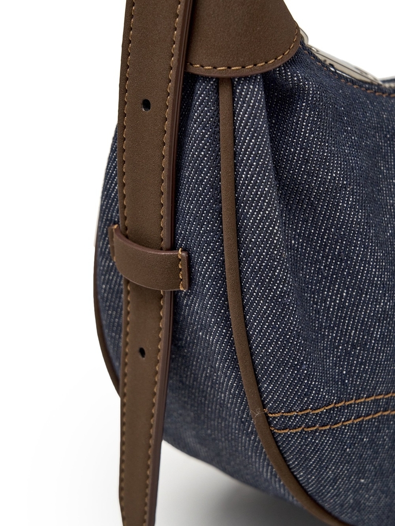 Túi MLB Denim Color Block Hobo Bag New York Yankees Indigo