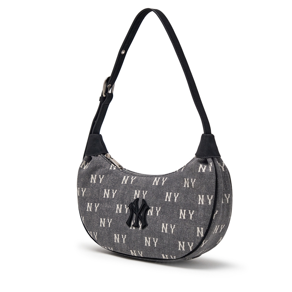 Túi MLB Classic Mono Vintage Denim Hobo Bag New York Yankees Grey