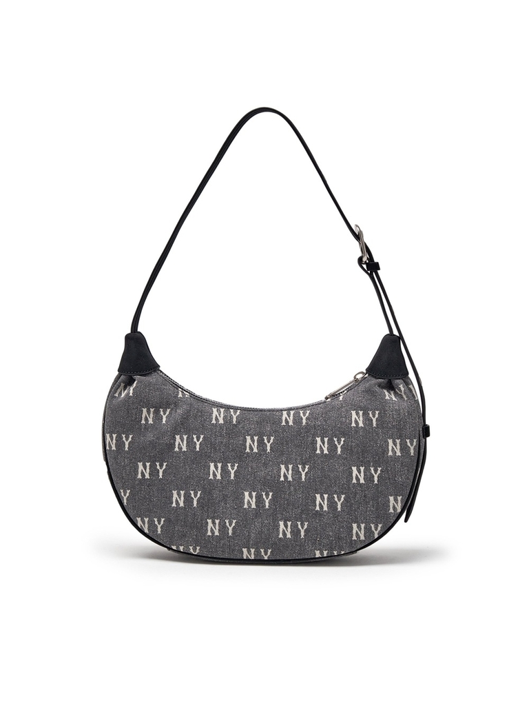 Túi MLB Classic Mono Vintage Denim Hobo Bag New York Yankees Grey