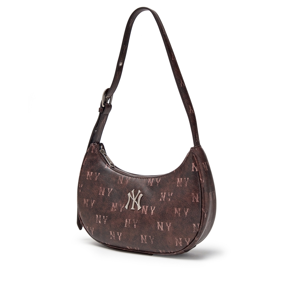 Túi MLB Classic Mono Vintage PU Hobo Bag New York Yankees Brown