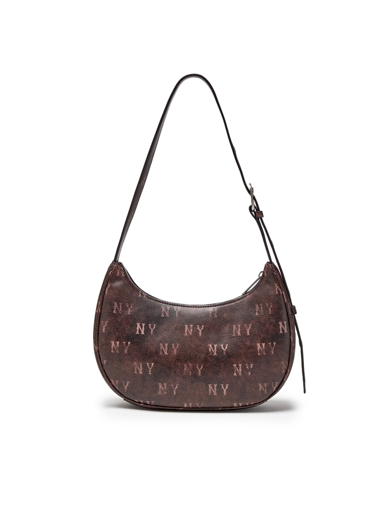 Túi MLB Classic Mono Vintage PU Hobo Bag New York Yankees Brown