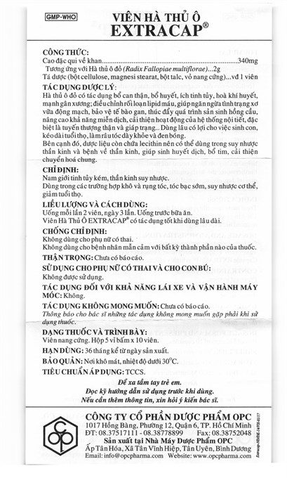 Thực phẩm chức năng Viên Hà thủ ô Extracap ngăn tóc bạc 50 viên