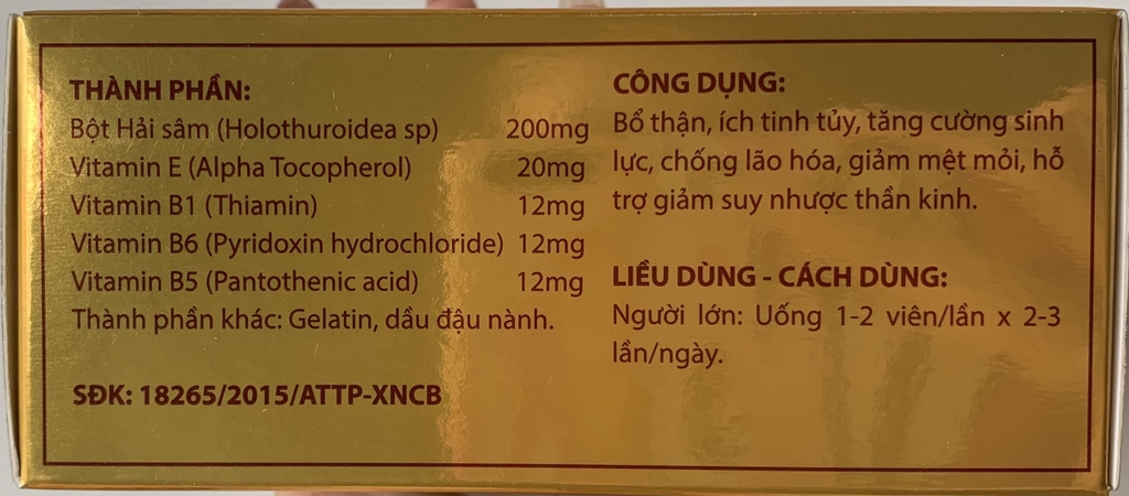 Thực phẩm chức năng Viên nang mềm hải sâm HAISAMIN hỗ trợ bồi bổ cơ thể hộp 30 viên
