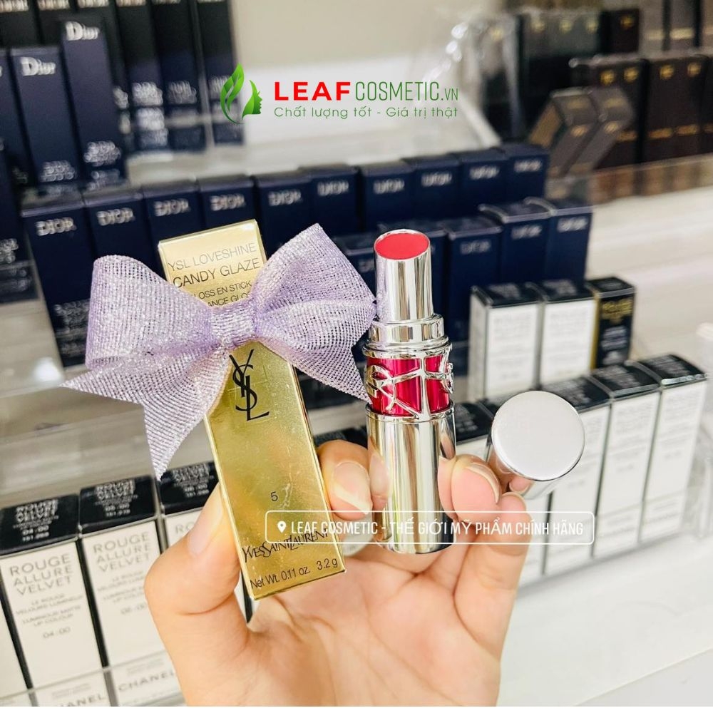 Son Dưỡng Môi Cao Cấp YSL Rouge Volupté Candy Glaze 05 Pink Satisfaction Hồng Ngọt Ngào
