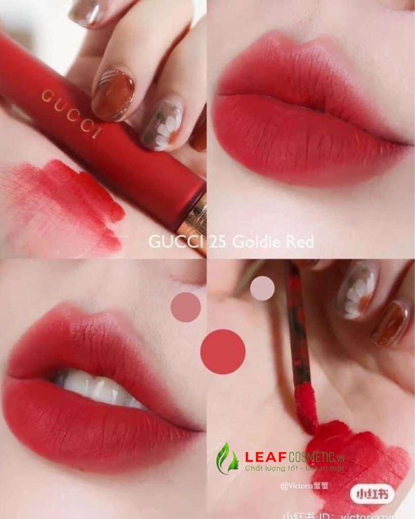 Son Kem Gucci Rouge À Lèvres Liquide Mat 25 Goldie Red - Màu Đỏ Thuần