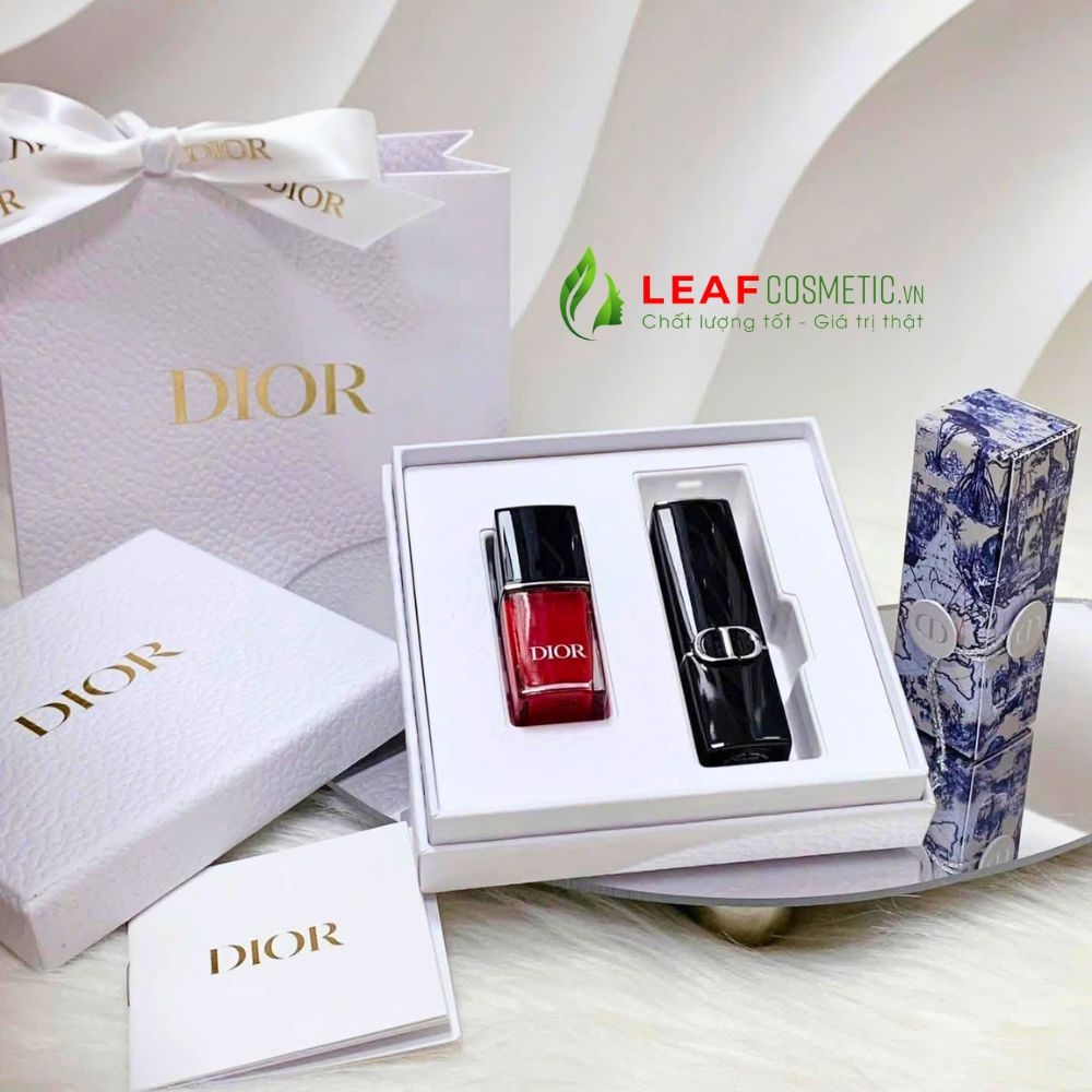 Set Son Dior Rouge Dior Lipstick 999 + Sơn Móng Tay Vernis 999