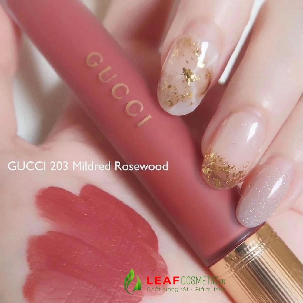 Son Kem Gucci Rouge À Lèvres Liquide Mat 203 Mildred Rosewood - Màu Hồng Đất