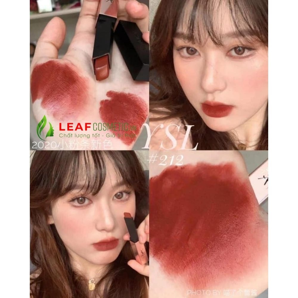 Son Thỏi YSL The Slim Glow Matte 212 Equivocal Brown - Màu Đỏ Gạch (Fullbox Tester)